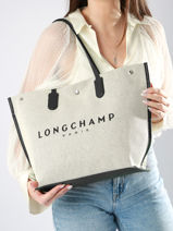 Longchamp Essential toile Schoudertas Beige-vue-porte