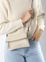 Cross Body Tas Cow Leder Basilic pepper Beige cow BCOW75-vue-porte