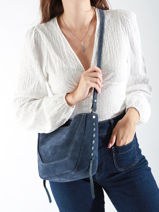 Kleine Bucket Bag Lou Leder En Sude Vanessa bruno Blauw lou 39V40905-vue-porte