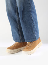 Enkellaarsjes Pallashock Zip Uit Leder Palladium Bruin women 74353252-vue-porte