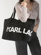Handtas K Essential Katoen Karl lagerfeld Zwart k essential 246W3886-vue-porte