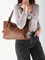 Handtas Caviar Leder Milano Bruin caviar CA24066-vue-porte