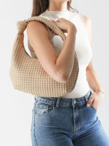 Schoudertas Tresse Miniprix Beige tresse 25022-vue-porte