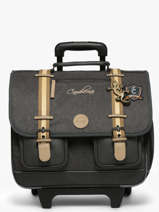 Boekentas Op Wieltjes 3 Compartimenten Cameleon Grijs vintage urban CR41