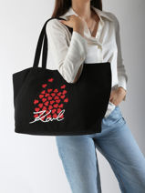 Schoudertas K Signature Katoen Karl lagerfeld Zwart k signature A3W50111-vue-porte