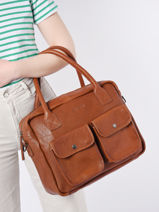 Handtas Le Dandy A4 Leder Paul marius Bruin vintage F9774-1-vue-porte