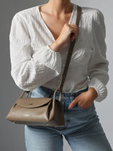 Cross Body Tas Accordeon Double Leder Lancaster Beige accordeon double 88-vue-porte