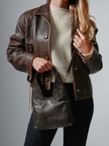 Cross Body Tas Cow Leder Basilic pepper Bruin cow BCOW2S-vue-porte