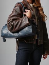 Schoudertas Cow Leder Basilic pepper Blauw cow BCOW84-vue-porte