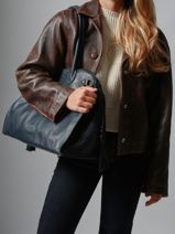 Schoudertas Cow A4 Leder Basilic pepper Blauw cow BCOW85-vue-porte