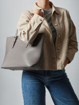 Schoudertas A4 Formaat Saffiano David jones Grijs saffiano 3-vue-porte