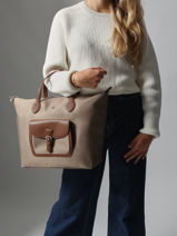 Handtas Kiana Nylon Hexagona Beige kiana 1720182-vue-porte