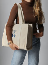 Schoudertas Cabas Katoen Vanessa wu Beige cabas MA0135-vue-porte