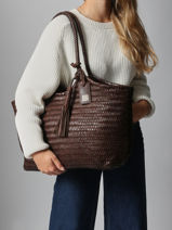 Schoudertas Heritage Biba Bruin heritage PER9L-vue-porte