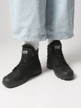 Enkellaarsjes Pampa Hi Zip Wl Uit Leder Palladium Zwart women 95982010-vue-porte