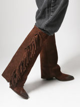 Laarzen Met Hak Uit Leder The icona Bruin women TX565-vue-porte