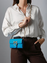 Cross Body Tas Love Bag Icon Leder Pinko Blauw love bag icon A0F1-vue-porte