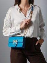 Cross Body Tas Love Bag Icon Leder Pinko Blauw love bag icon A0F1-vue-porte
