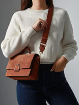 Cross Body Tas M Altesse Suede Etrier Bruin altesse suede EASU048M-vue-porte