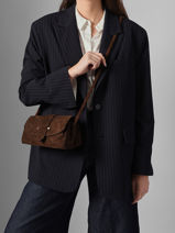 Cross Body Tas S Agnes Rundsleer Met Su�de Finish Etrier Bruin agnes EAGV205S-vue-porte