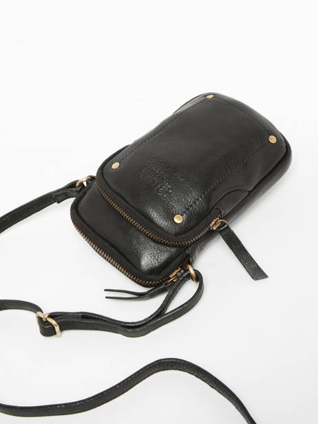 Telefoonetui /cross Body Leder Basilic pepper Zwart boston BBOS04 ander zicht 2