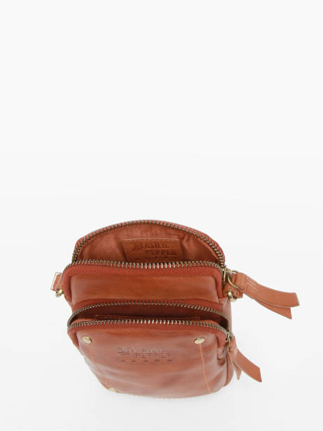 Telefoonetui /cross Body Leder Basilic pepper Bruin boston BBOS04 ander zicht 3