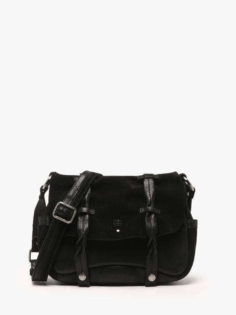 Cross Body Tas Vintage Leder Mila louise Zwart vintage 3677XV