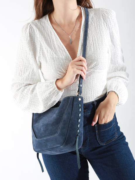 Kleine Bucket Bag Lou Leder En Suède Vanessa bruno Blauw lou 39V40905 ander zicht 1