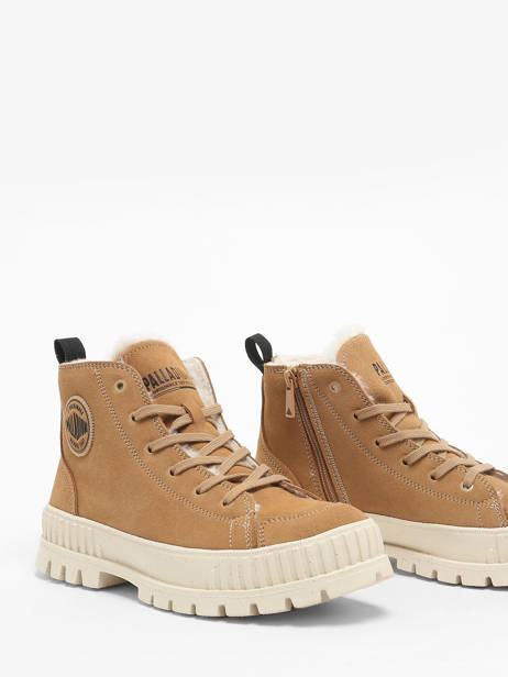 Enkellaarsjes Pallashock Zip Uit Leder Palladium Bruin women 74353252 ander zicht 2