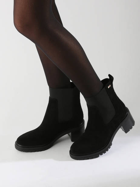 Enkellaarsjes Met Hak Uit Leder Tommy hilfiger Zwart women 8429BDS ander zicht 1