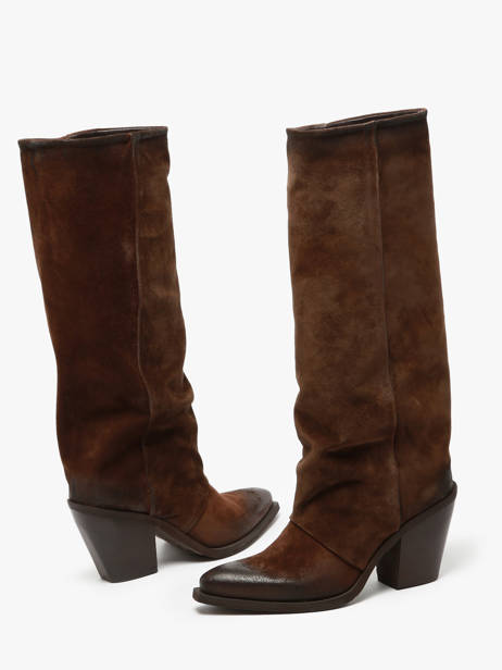Laarzen Met Hak Stivali Tubo Uit Leder Metisse Bruin women XD961 ander zicht 4