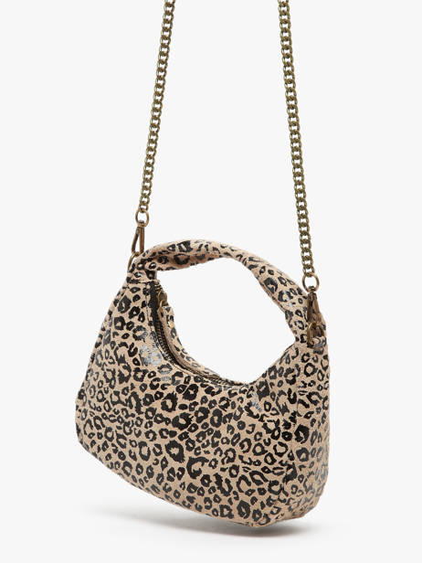 Cross Body Tas Velvet Leopardo Leder Milano Beige velvet leopardo VL24113 ander zicht 2