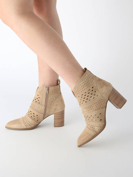 Enkellaarsjes Met Hak City Uit Leder Alpe Beige women 53851108 ander zicht 1