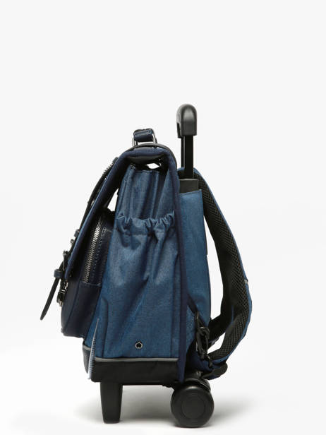 Boekentas Op Wieltjes 2 Compartimenten Cameleon Blauw vintage color CR38 ander zicht 1