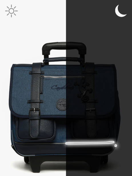 Boekentas Op Wieltjes 2 Compartimenten Cameleon Blauw vintage color CR38 ander zicht 7