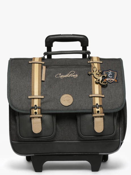 Boekentas Op Wieltjes 3 Compartimenten Cameleon Grijs vintage urban CR41