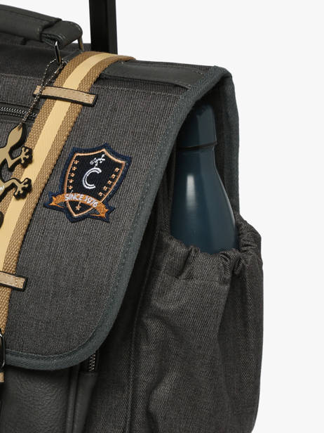 Boekentas Op Wieltjes 3 Compartimenten Cameleon Grijs vintage urban CR41 ander zicht 6