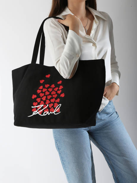 Schoudertas K Signature Katoen Karl lagerfeld Zwart k signature A3W50111 ander zicht 1