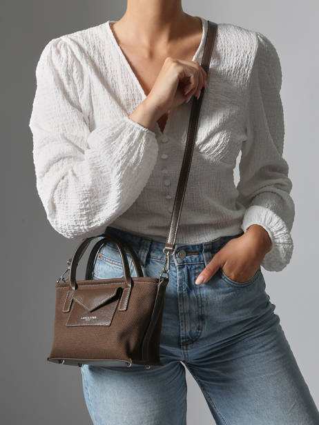 Cross Body Tas Canvas Kba Lancaster Bruin canvas kba 49 ander zicht 1