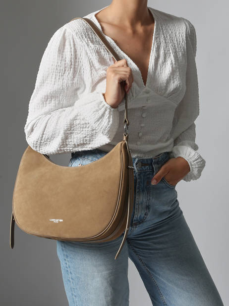 Schoudertas Suede Leder Lancaster Beige suede 82 ander zicht 1
