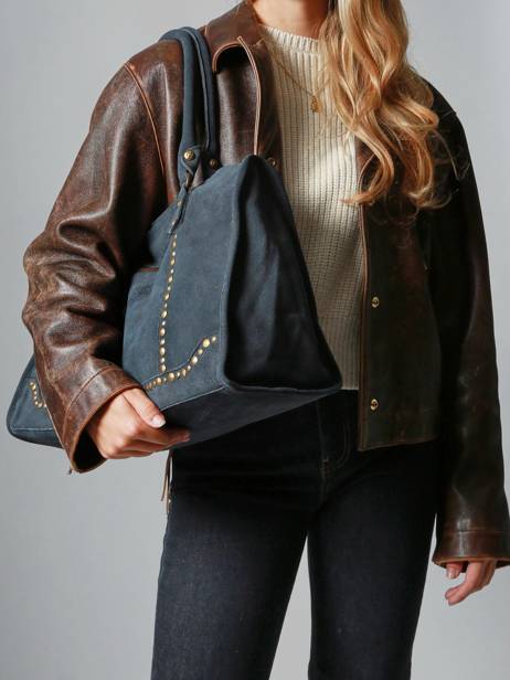 Schoudertas A4 Houston Leder Basilic pepper Blauw houston BHOU31 ander zicht 1