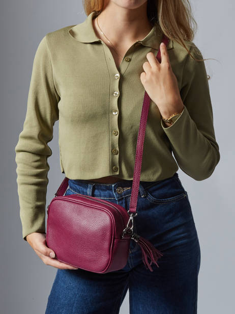 Cross Body Tas Caviar Leder Milano Violet caviar CA2006N ander zicht 1