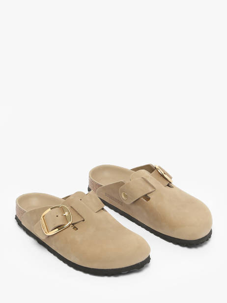 Slippers Boston Big Buckle Uit Leder Birkenstock Beige women 1030425 ander zicht 2