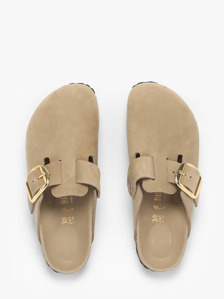 Slippers Boston Big Buckle Uit Leder Birkenstock Beige women 1030425 ander zicht 4