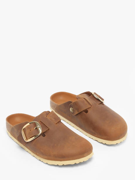 Slippers Boston Big Buckle Uit Leder Birkenstock Bruin women 1030446 ander zicht 2