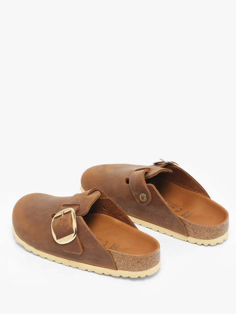 Slippers Boston Big Buckle Uit Leder Birkenstock Bruin women 1030446 ander zicht 3