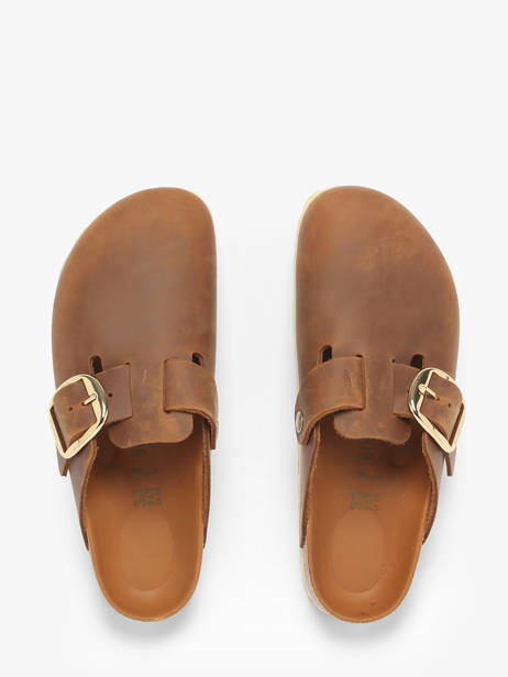 Slippers Boston Big Buckle Uit Leder Birkenstock Bruin women 1030446 ander zicht 4