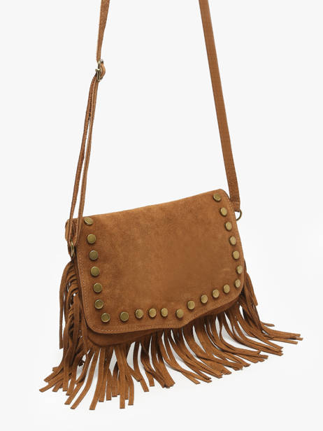 Cross Body Tas Velvet Leder Milano Bruin velvet VE241115 ander zicht 2