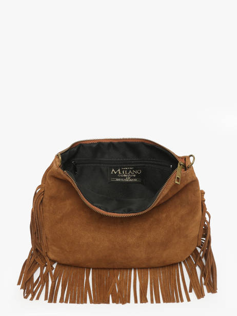 Cross Body Tas Velvet Leder Milano Bruin velvet VE241117 ander zicht 3