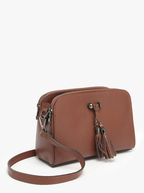 Cross Body Tas Caviar Leder Milano Bruin caviar CA21101 ander zicht 1